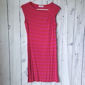 Clavin Klein jersey colorblock striped midi dress